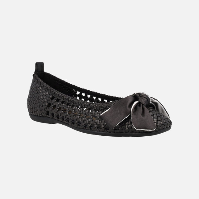 Wonders Bow braided ballerinas with bicolor bow detail