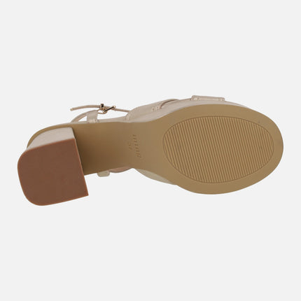 Sindy High Heeled Sandals with Platform in Metallic Gold
