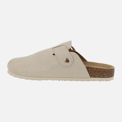Linit clogs in sand color with buckle detail