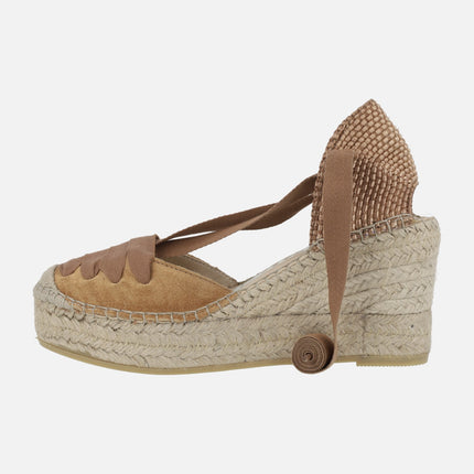 brown suede espadrilles with laces
