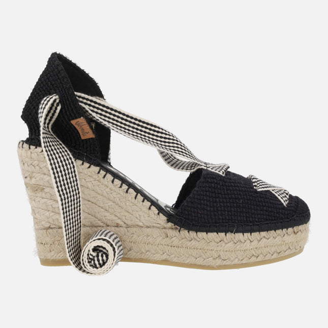 High wedged espadrilles with ribbons