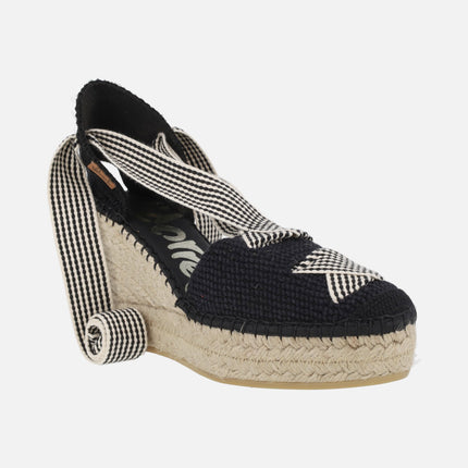 High wedged espadrilles with ribbons