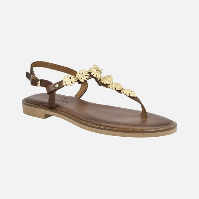 Greek sandals with interwoven leaves