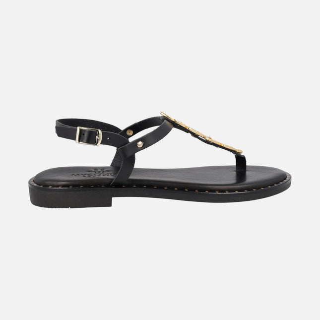 Greek sandals in color Black Slavery style