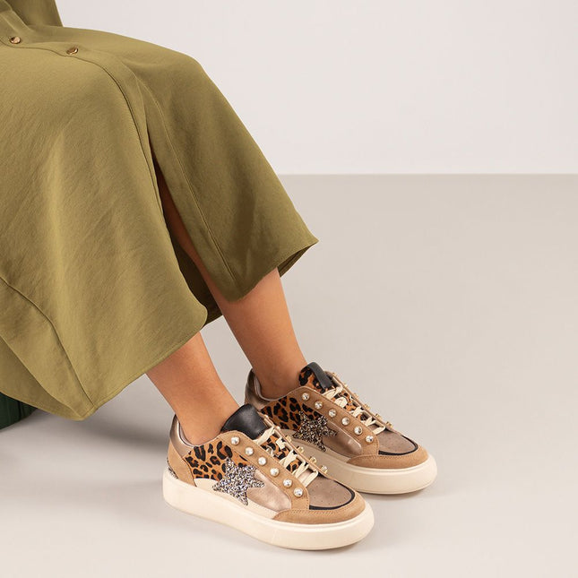 Exé Sneakers in Animal Print and Glitter