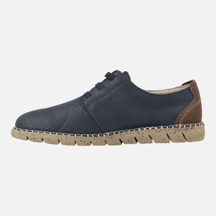 Sport shoes with elastic at the instep in Nubuck Blue