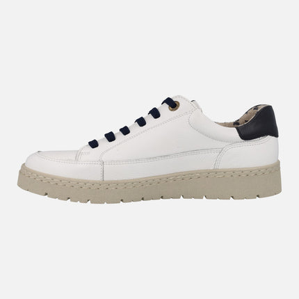Callaghan white leather sneakers with blue details