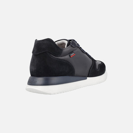 Men's Sneakers Combined in navy Leather and suede