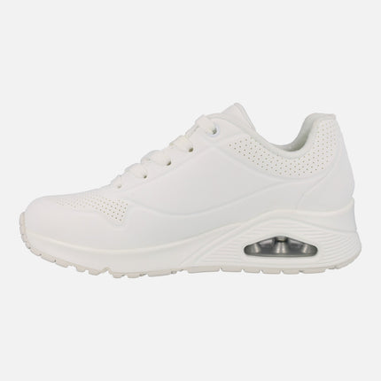 Skechers Uno Stand on Air white wedged sneakers