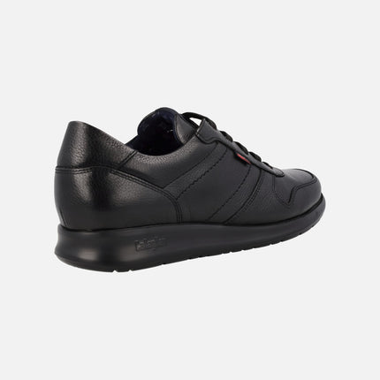 Men's Black leather sneakers with laces