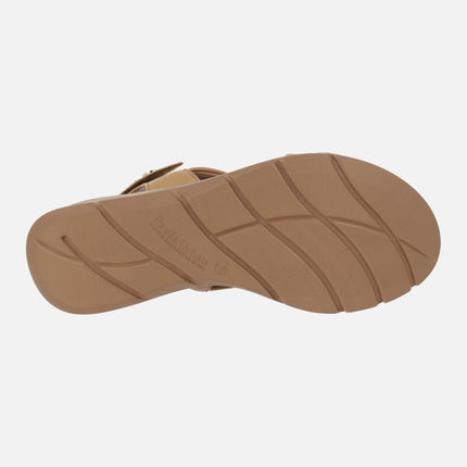 Leather sandals with velcro closure and knot detail