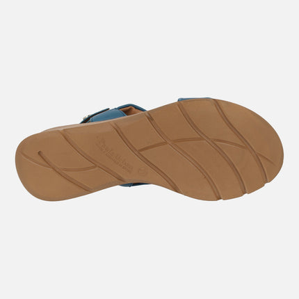 Leather sandals with velcro closure and knot detail