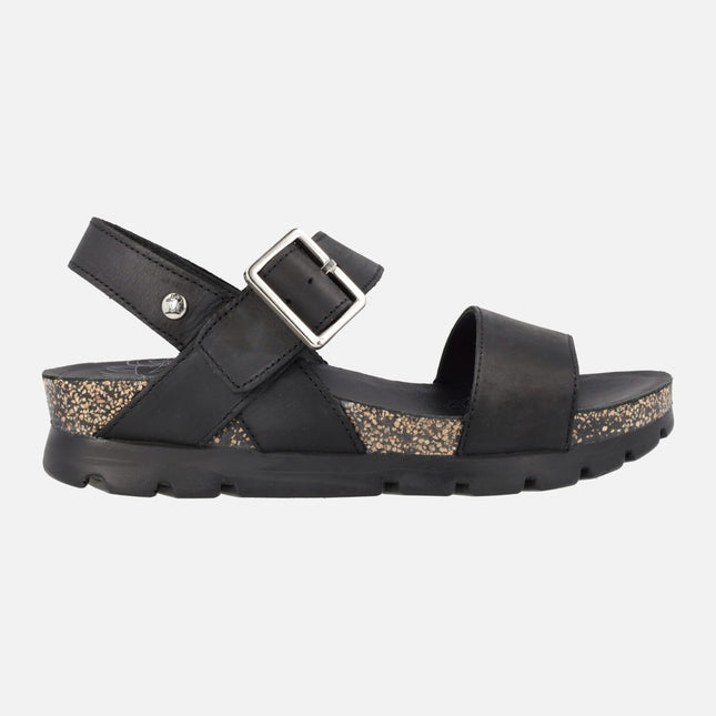 Panama Jack Sandy sandals in Black Napa Grass