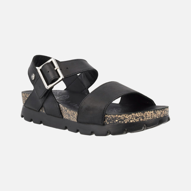 Panama Jack Sandy sandals in Black Napa Grass