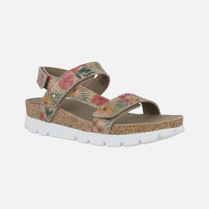 Selma Tropical printed leather sandals