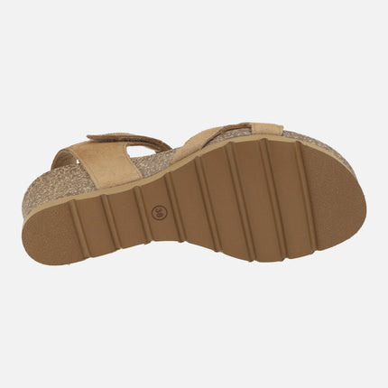 Panama Jack Vila wedged Sandals in bark velour