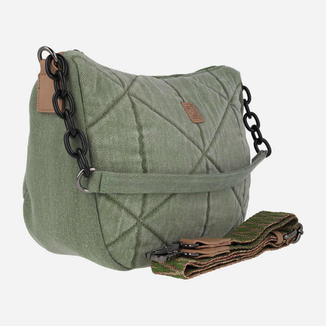 Pepe Moll bags in khaki Denim with shoulder handle 