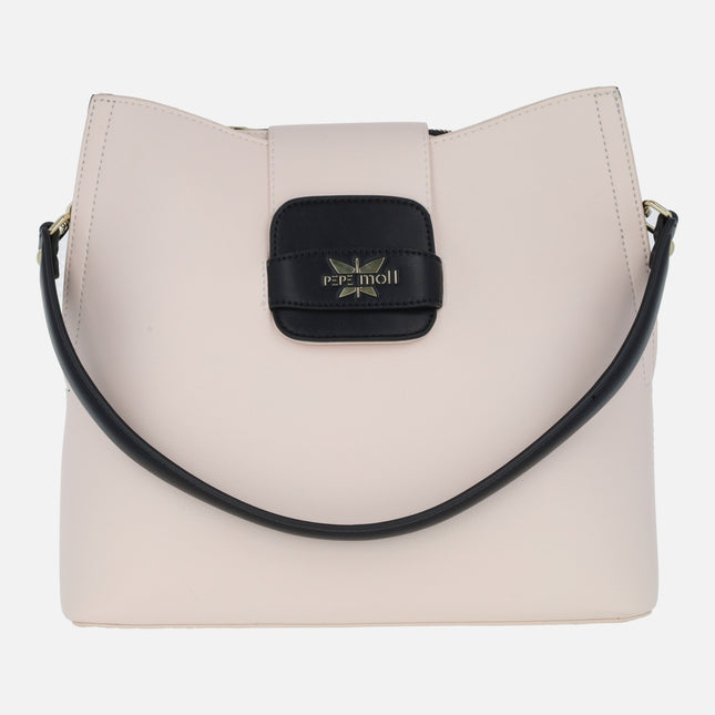 PEPE MOLL shoulder bags with a flap in combined Black - off white