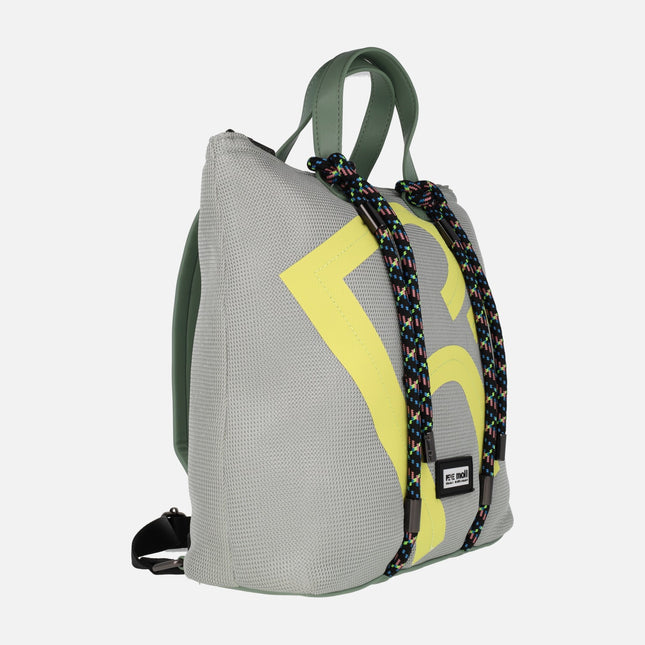 Pepe Moll Backpacks in Silver Grid with rope details