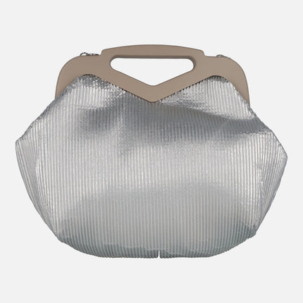 Handbags in metallic fabric with chain