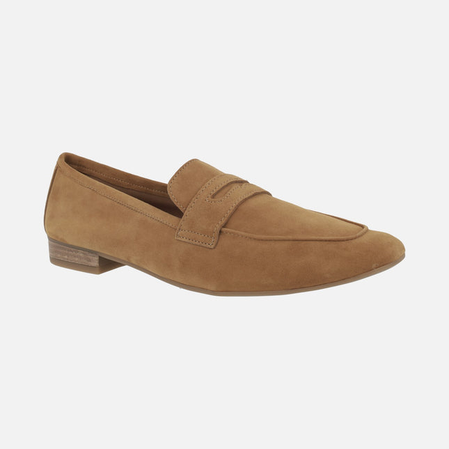 Classic camel suede moccasins