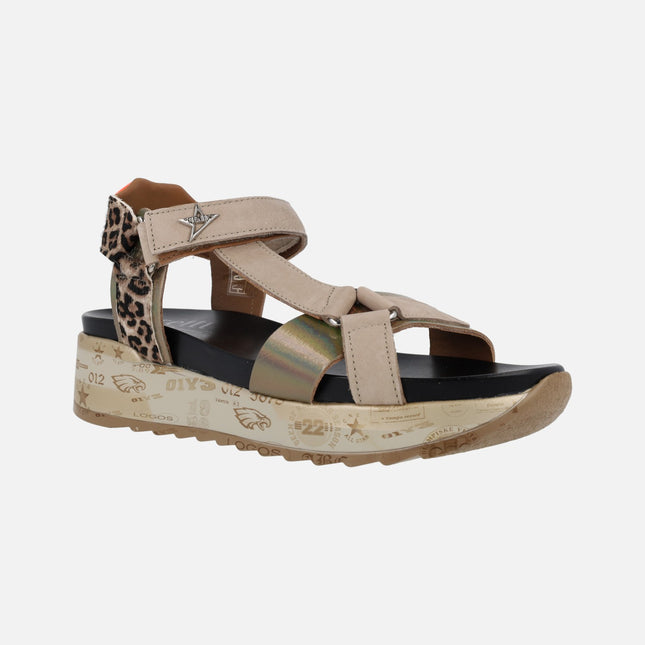 Beige sandals combined with animal print cetti 1316 