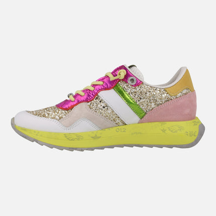 Multicolor sneakers with details in glitter Cetti 1274