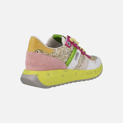 Zapatillas deportivas multicolor con detalles en glitter 1274
