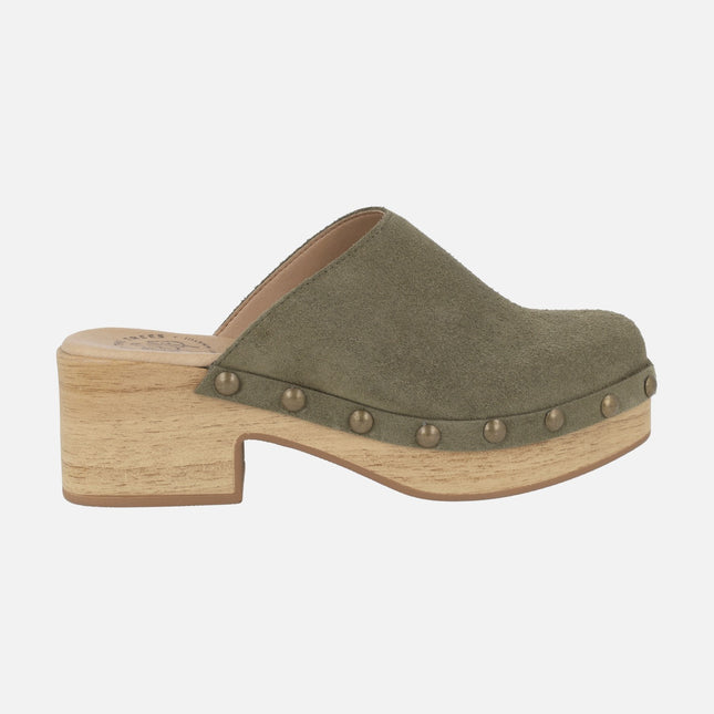 Suede clogs with studs Help the trees