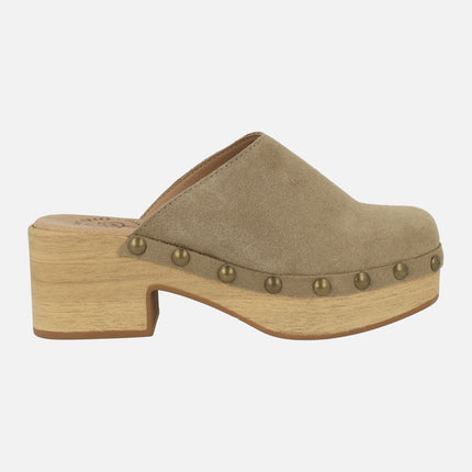 Suede clogs with studs Help the trees