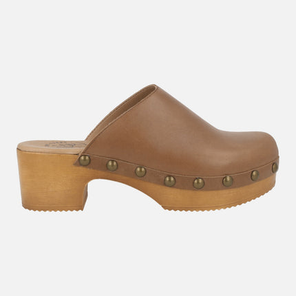 Leather clogs with studs Help the trees