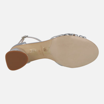 Sandalias de tacón metalizadas Padma con pulsera al tobillo