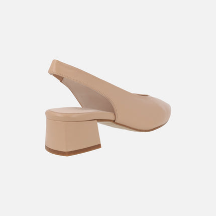 Ida Low heel leather open heeled pumps