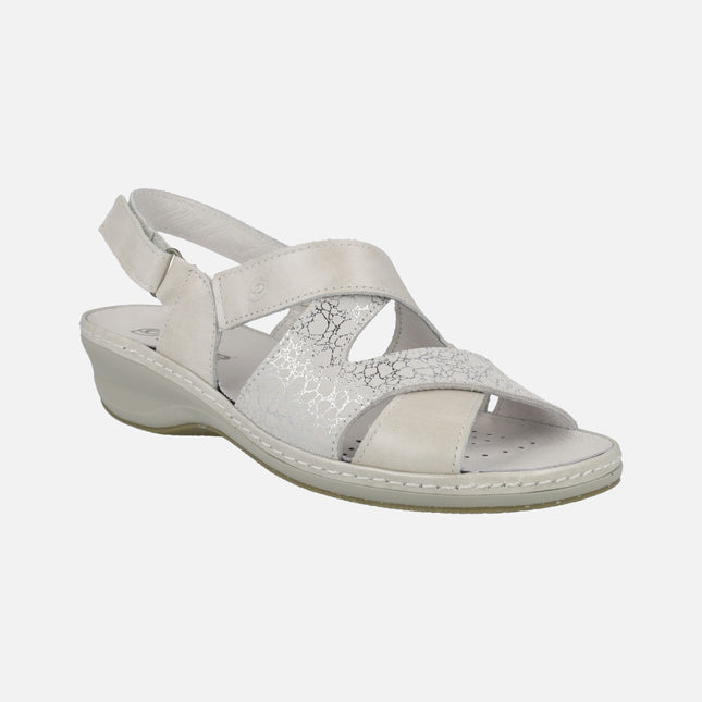 Comfort sandals in combined multi material white