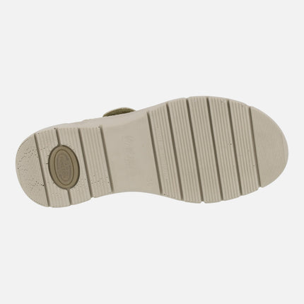 Sandalias confort deportivas con cierre de velcro en beige y kaki