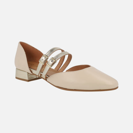 Leather flats with double strip to the instep