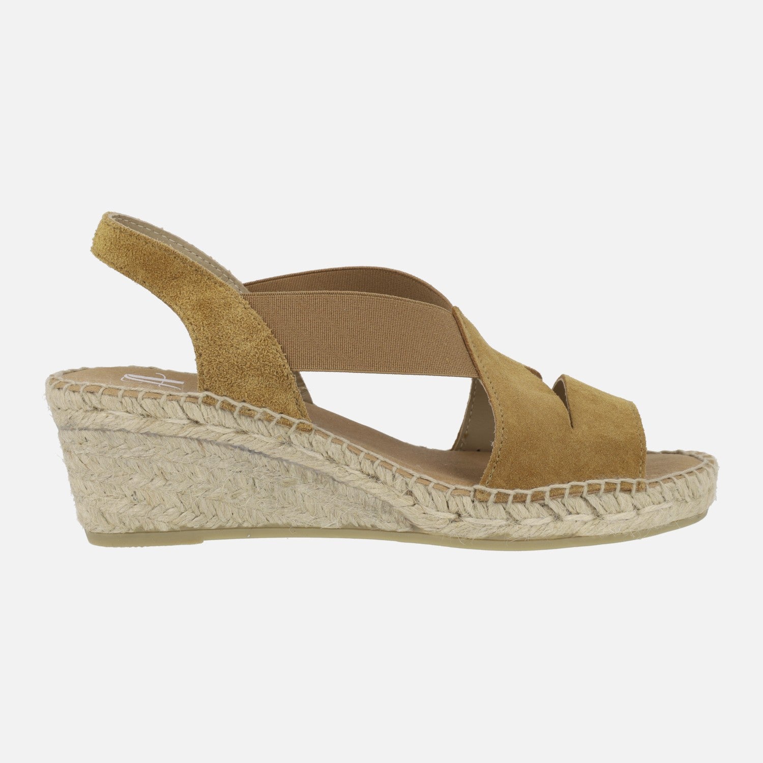 Alpargatas de piel serraje con elásticos laterales y cuña de