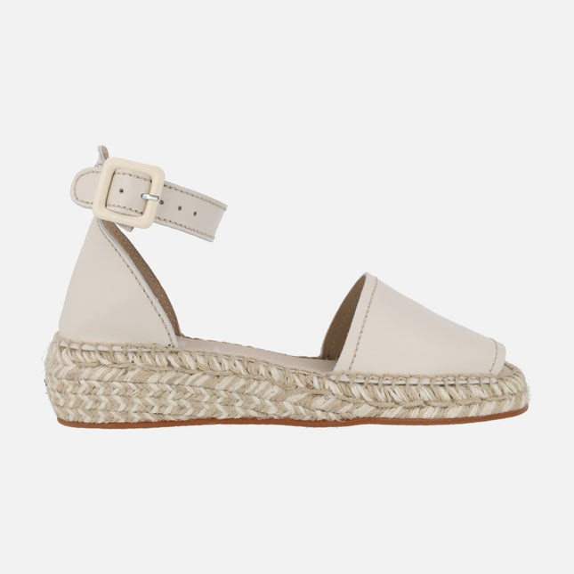Low leather espadrilles with ankle bracelet