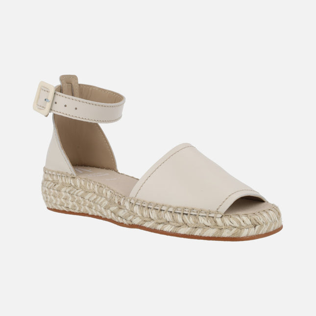 Low leather espadrilles with ankle bracelet