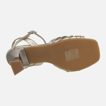Sandals in golden metallic leather Glisus