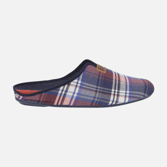 House slippers for men in checkered fabric