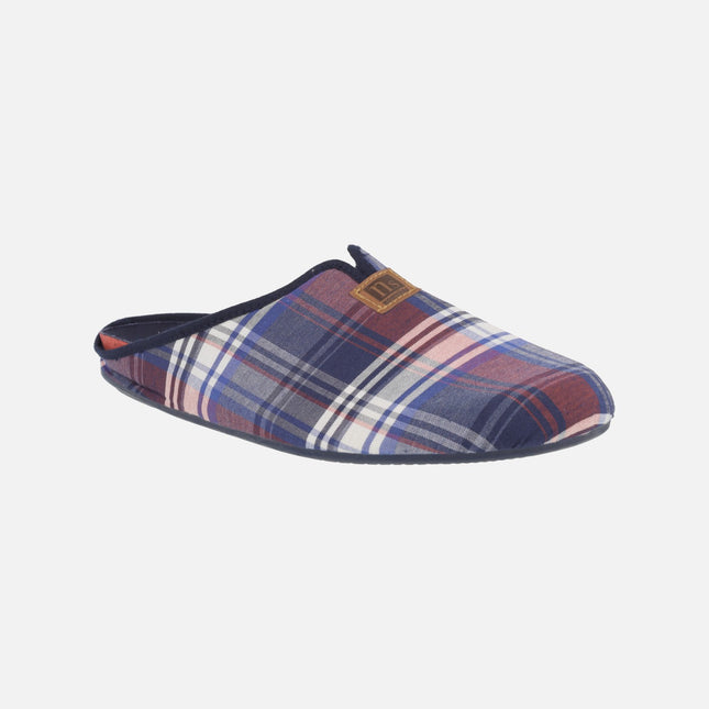 House slippers for men in checkered fabric