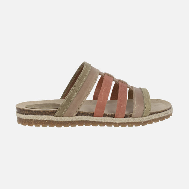Flat Interbios sandals with multicolor strips
