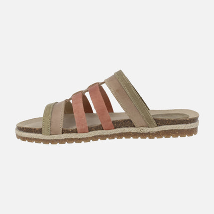 Flat Interbios sandals with multicolor strips