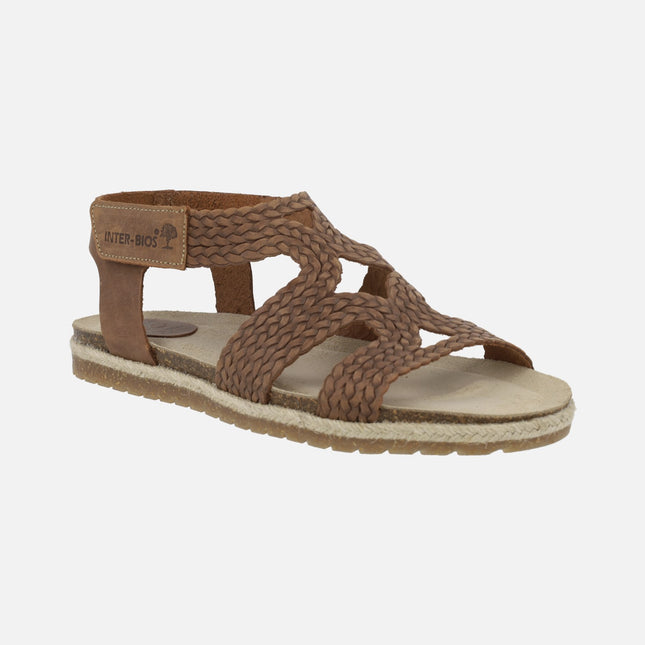 Flat Sandals Braided effect with velcro closure