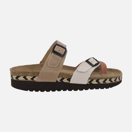 Finger sandals with strips and buckles with bio plant