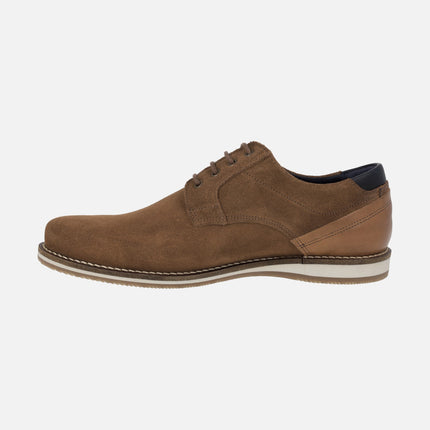 Casual style laced shoes in brown suede