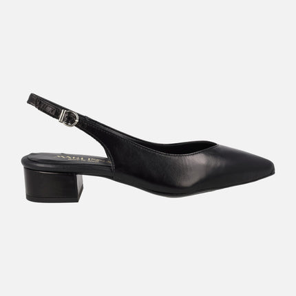 Open heeled Leather pumps