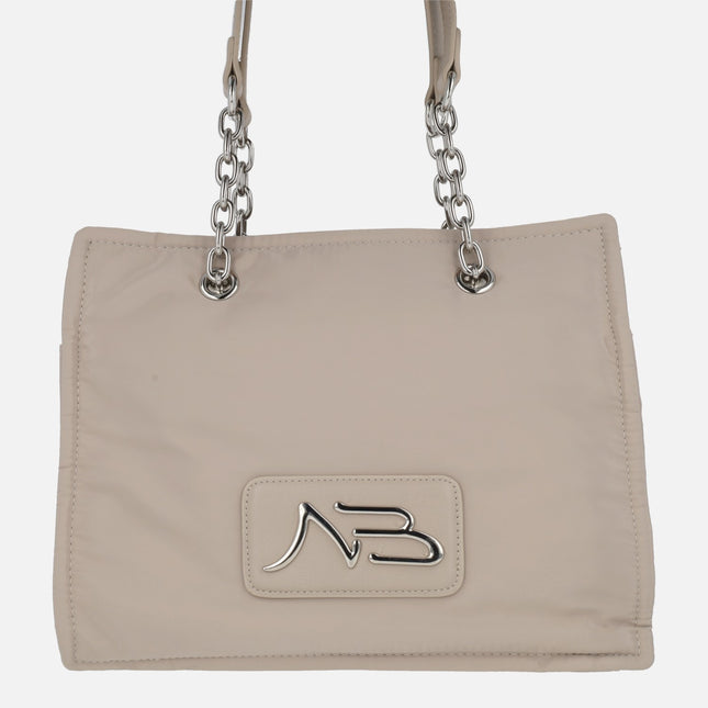 Nylon fabric bags with two handles and frontal logo