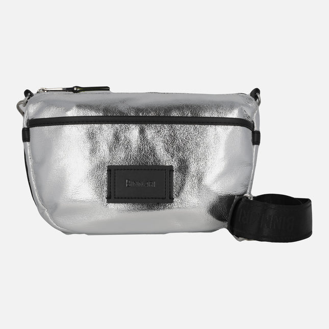 Binnari silver metallized shoulder bags